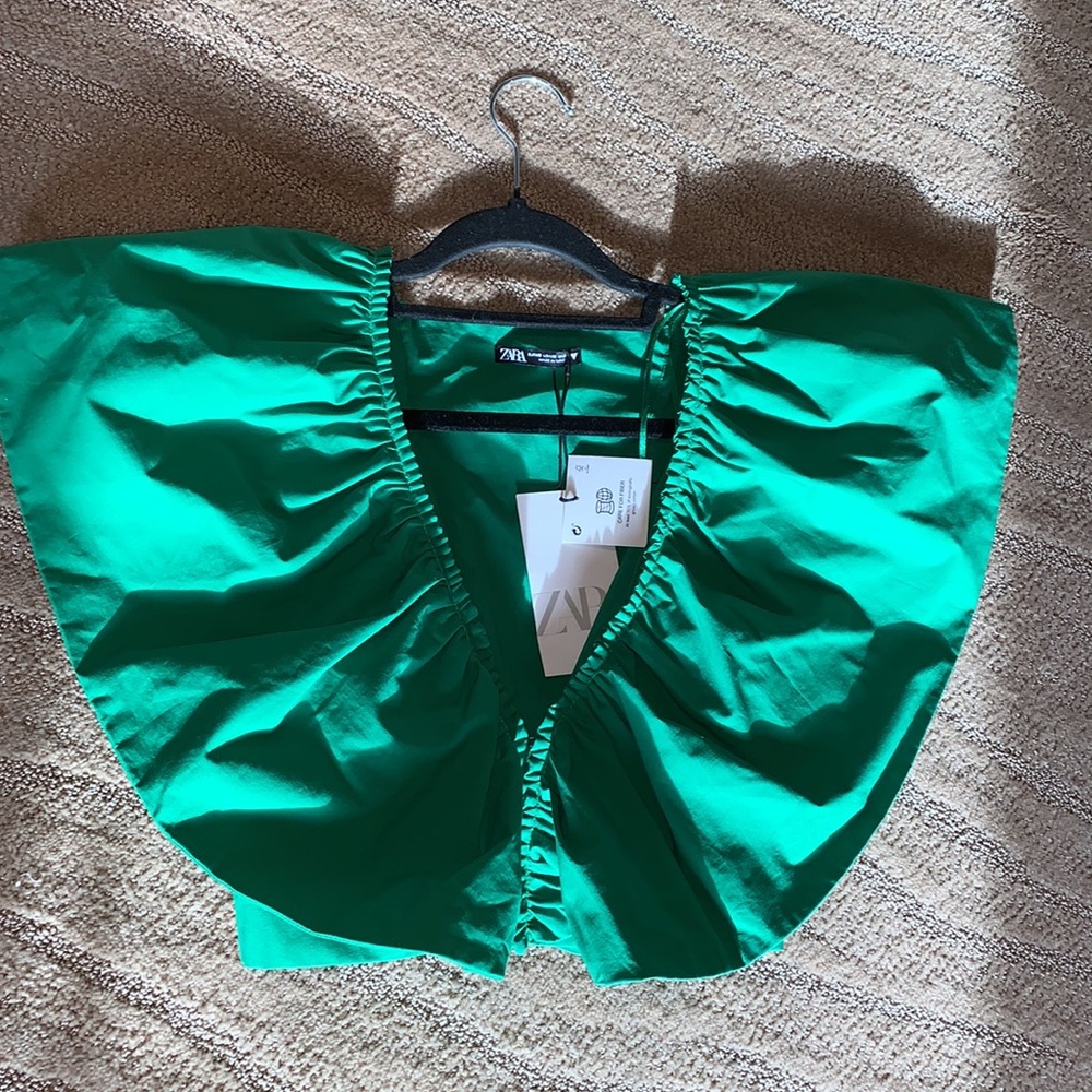 Zara Ruffle Poplin Crop Top - Picture 13 of 14